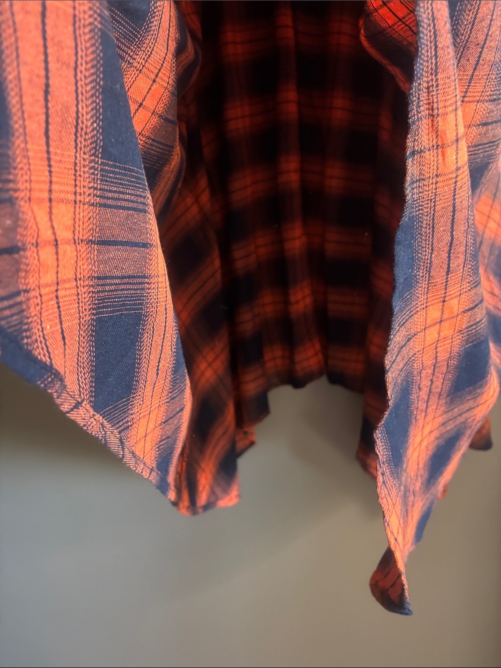 BloomChic Orange & Navy Plaid Asymmetrical Hem Skirt - Picture 3 of 6